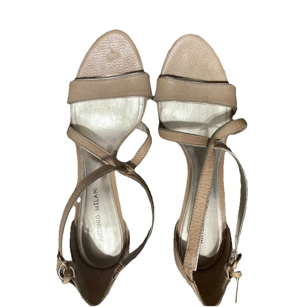 Antonio Melani Women's Strappy Heeled Sandals Leather Open Toe Slingback 11M